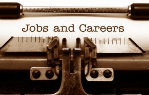 Jobs and careers written on typewriter