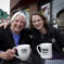 Gilda Nardone and Mary Allen Lindemann drinking coffee outside CBD.